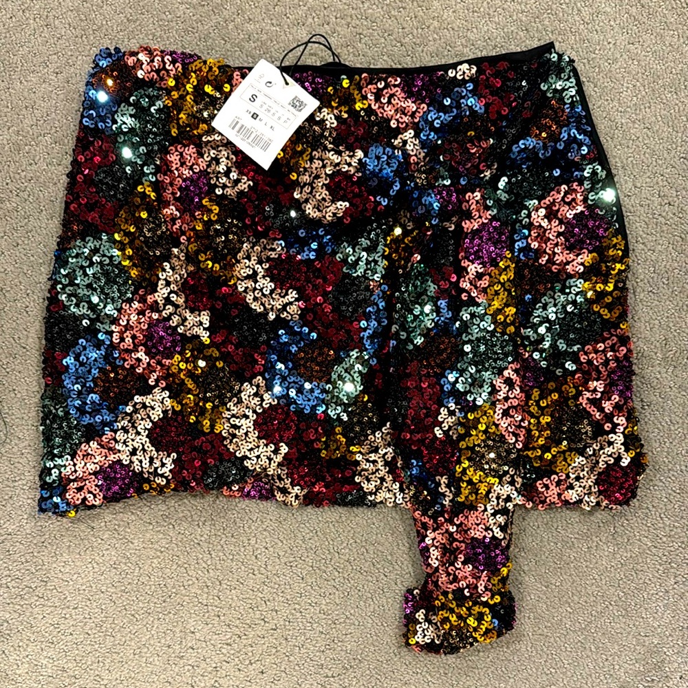 Zara Multicolor Sequin Mini Skirt